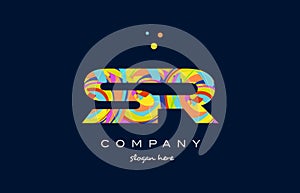 sr s r colorful alphabet letter logo icon template vector