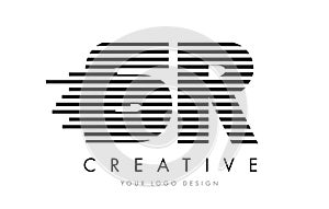 SR S R Zebra Letter Logo Design with Black and White Stripes