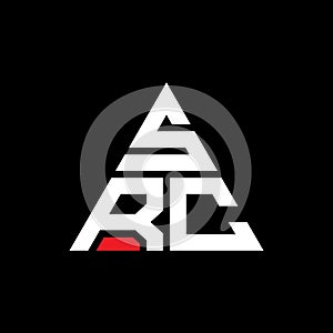 SRC triangle letter logo design with triangle shape. SRC triangle logo design monogram. SRC triangle vector logo template with red