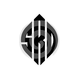SRD circle letter logo design with circle and ellipse shape. SRD ellipse letters with typographic style. The three initials form a
