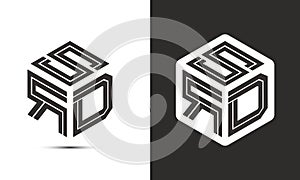 SRD letter logo design with illustrator cube logo, vector logo modern alphabet font overlap style