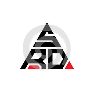 SRD triangle letter logo design with triangle shape. SRD triangle logo design monogram. SRD triangle vector logo template with red