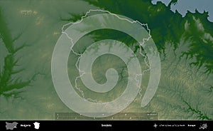 Sredets outlined, Bulgaria. Physical