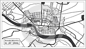 Sremska Mitrovica Serbia City Map in Black and White Color in Retro Style Isolated on White photo