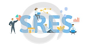 SRES, Senior Real Estate Specialist. Concept with keyword, people and icons. Flat vector illustration. Isolated on white
