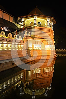 Sri Dalada Maligawa or the Temple of the Sacred Tooth Relic at night , Buddhist temple , Kandy, Sri Lanka.