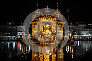 Sri Harmandir Sahib , Golden Temple at night, Amritsar, Punjab, India