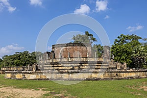 Sri Lanka. The ancient city of Polonnaruwa. Circular Vatadage. The Sacred Quadrangle. Historical landmark.