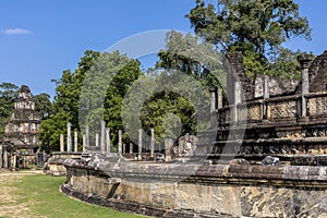 Sri Lanka. The ancient city of Polonnaruwa. Circular Vatadage. The Sacred Quadrangle. Historical landmark.