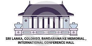 Sri Lanka, Colombo, Bandaranaike Memorial , International Conference Hall travel landmark vector illustration