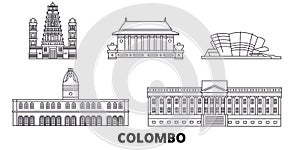 Sri Lanka, Colombo line travel skyline set. Sri Lanka, Colombo outline city vector illustration, symbol, travel sights