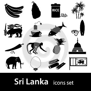 Sri-lanka country symbols black icons set