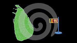 Sri Lanka Flag and Map Shape Animation
