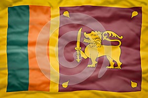 Sri Lanka flag on a wavy background.