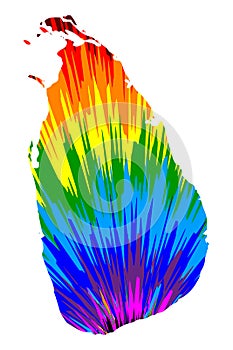 Sri Lanka - map is designed rainbow abstract colorful pattern, Democratic Socialist Republic of Sri Lanka Ceylon map made of