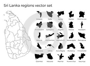 Sri Lanka map with shapes of regions.