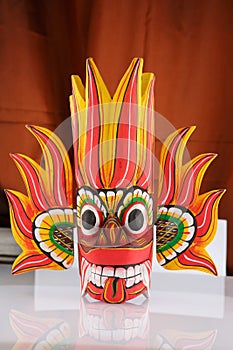 Sri Lanka national fire mask decorated in bright red and yellow colors