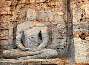 Sri Lanka, Polonnaruwa - Gal Vihara Buddhist statue carved fron