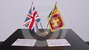Sri Lanka and UK flag. Politics concept, partner deal beetween countries. Partnership agreement of governments 3D