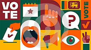 Sri Lanka Vote, election concept design. Modern geometric style. Poster, banner and background. Bold colorful modular