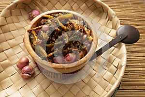 Sri Lankan Bitter Gourd Moju (Karawila Moju) with red onions