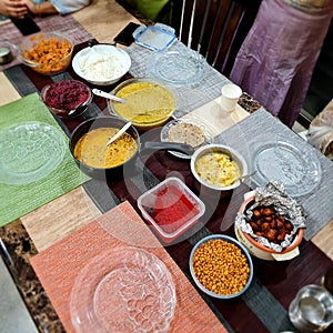 Sri Lankan cuisine arranged on table