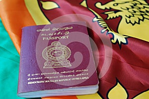 Sri Lankan Passport on Flag