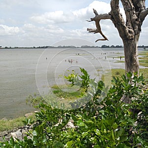 Sri Lankan people bathing Cool naturat anuradhapura clear sky evening time enjoy