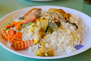 sri lankan rice and curry dish