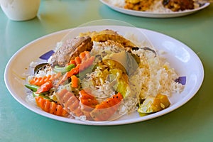 sri lankan rice and curry dish