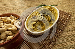Sri Lankan style Lotus roots curry with cashew nuts