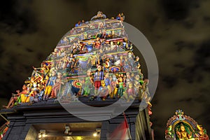 Sri Mariamman Hindu Temple Singapore at Night