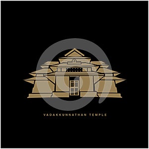 Sri Vadakkunnathan Temple, Thrissur vector icon. Lord Vadakkunnathan Temple icon