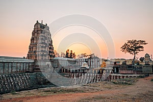 Sri Virupaksha temple at sunset in Hampi, India