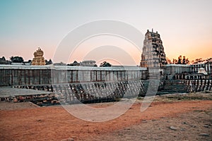 Sri Virupaksha temple at sunset in Hampi, India