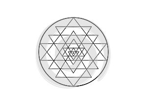 Sri Yantra, Sacred geometry, symbol of Hindu tantra formed by nine interlocking triangles that radiate out from the central point