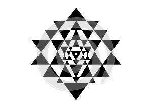 Sri Yantra, Sacred geometry, symbol of Hindu tantra formed by nine interlocking triangles that radiate out from the central point