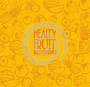 Hand draw healthy fruit collection background vector illustration