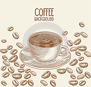 Hand draw Set of coffee elements and coffee accessories vector