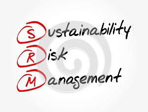 SRM - Sustainability Risk Management acronym, business concept background