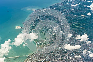 SRP and southern part of Cebu City and neighboring Talisay as seen from an airplane