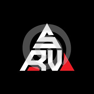 SRV triangle letter logo design with triangle shape. SRV triangle logo design monogram. SRV triangle vector logo template with red