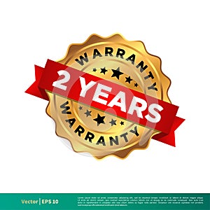 2 Years Warranty Gold Seal Stamp Vector Template Illustration Design. Vector EPS 10. photo