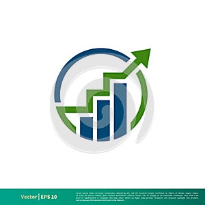 Green Arrow Blue Circle Chart Icon Vector Logo Template Illustration Design. Vector EPS 10.