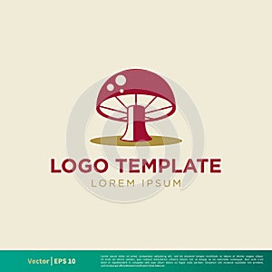 Red Mushroom Icon Vector Logo Template Illustration Design. Vector EPS 10. photo