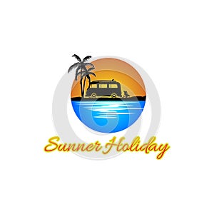 Summer holiday logo design vector