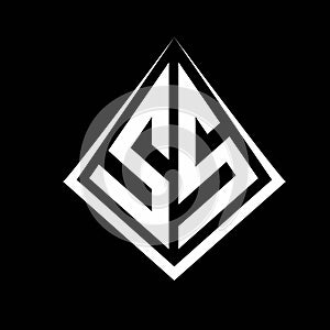 SS logo letters monogram with prisma shape design template photo