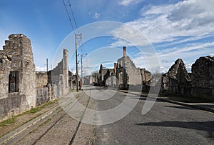 Remaining street in Oradour sur Glane in France photo