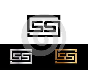 SS square shape Letter logo Design in silver gold color