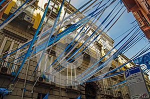 SSC Napoli bunting, Naples street photo